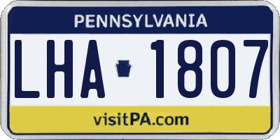 PA license plate LHA1807