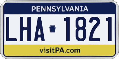 PA license plate LHA1821