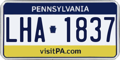 PA license plate LHA1837