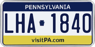 PA license plate LHA1840