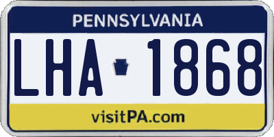 PA license plate LHA1868
