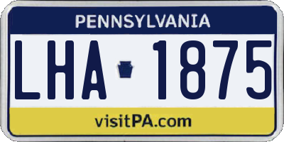 PA license plate LHA1875