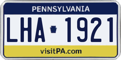 PA license plate LHA1921