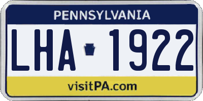 PA license plate LHA1922