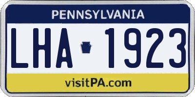 PA license plate LHA1923