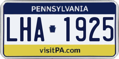 PA license plate LHA1925