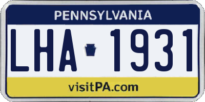 PA license plate LHA1931