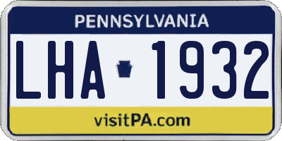PA license plate LHA1932