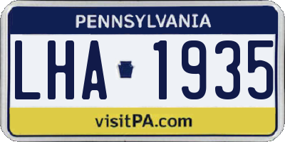 PA license plate LHA1935