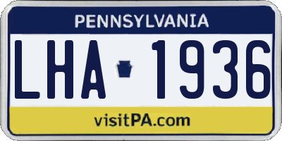 PA license plate LHA1936