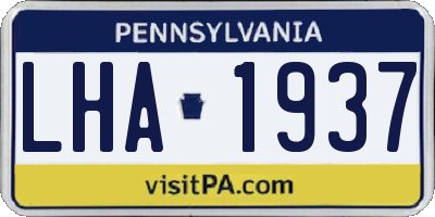 PA license plate LHA1937
