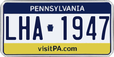 PA license plate LHA1947