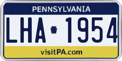 PA license plate LHA1954