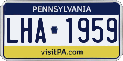 PA license plate LHA1959