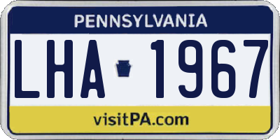 PA license plate LHA1967