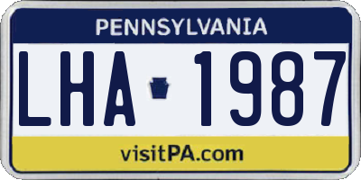 PA license plate LHA1987