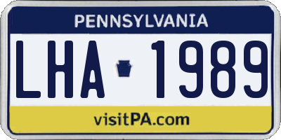 PA license plate LHA1989