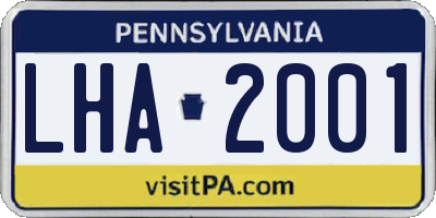 PA license plate LHA2001
