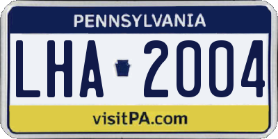 PA license plate LHA2004