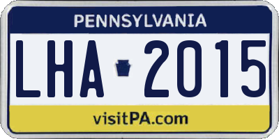 PA license plate LHA2015