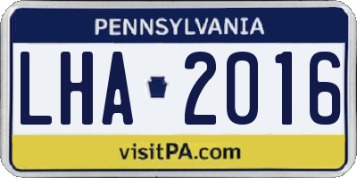 PA license plate LHA2016