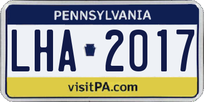 PA license plate LHA2017