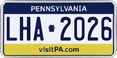 PA license plate LHA2026