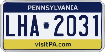 PA license plate LHA2031
