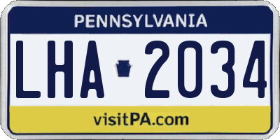 PA license plate LHA2034