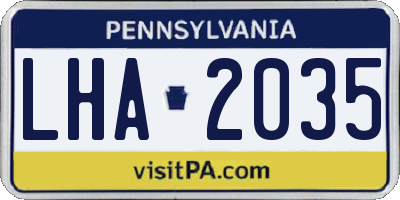 PA license plate LHA2035