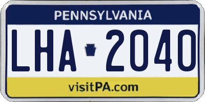 PA license plate LHA2040
