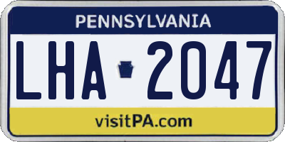 PA license plate LHA2047