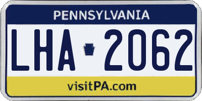 PA license plate LHA2062
