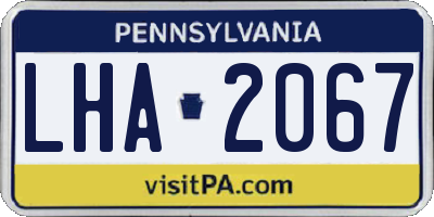 PA license plate LHA2067