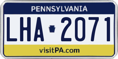 PA license plate LHA2071