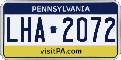 PA license plate LHA2072