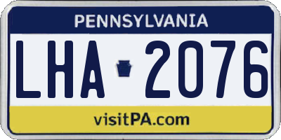 PA license plate LHA2076