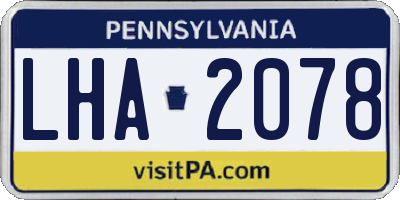 PA license plate LHA2078