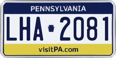 PA license plate LHA2081