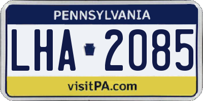 PA license plate LHA2085