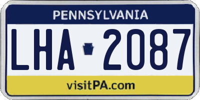 PA license plate LHA2087