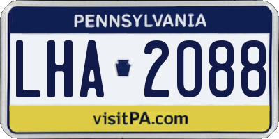 PA license plate LHA2088