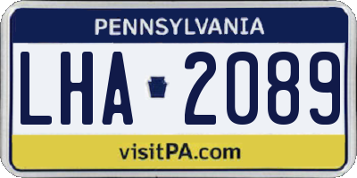 PA license plate LHA2089
