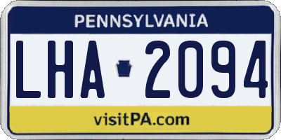 PA license plate LHA2094