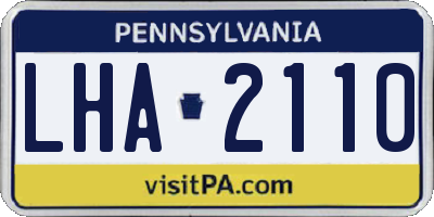 PA license plate LHA2110