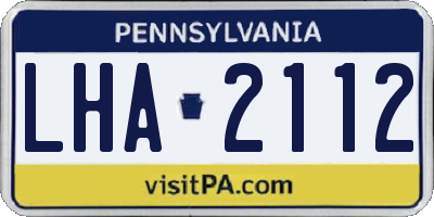 PA license plate LHA2112