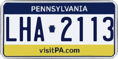 PA license plate LHA2113