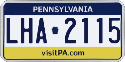PA license plate LHA2115