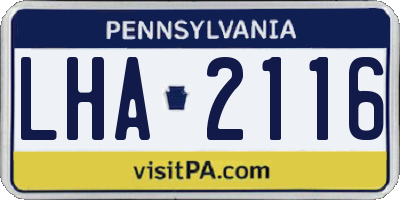 PA license plate LHA2116