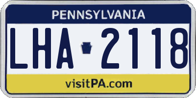 PA license plate LHA2118
